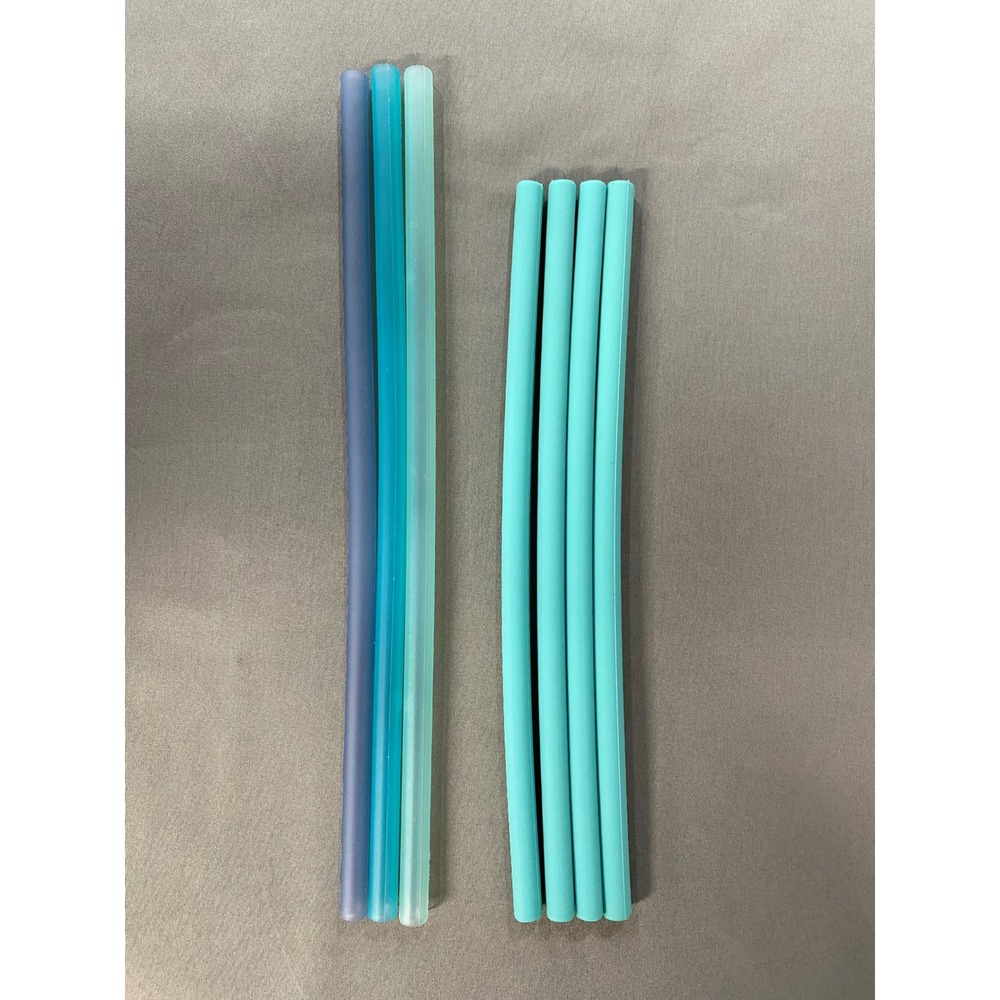 Reusable Silicone Straws Blue Green Eco Friendly Drink Straws‎ 7 Total